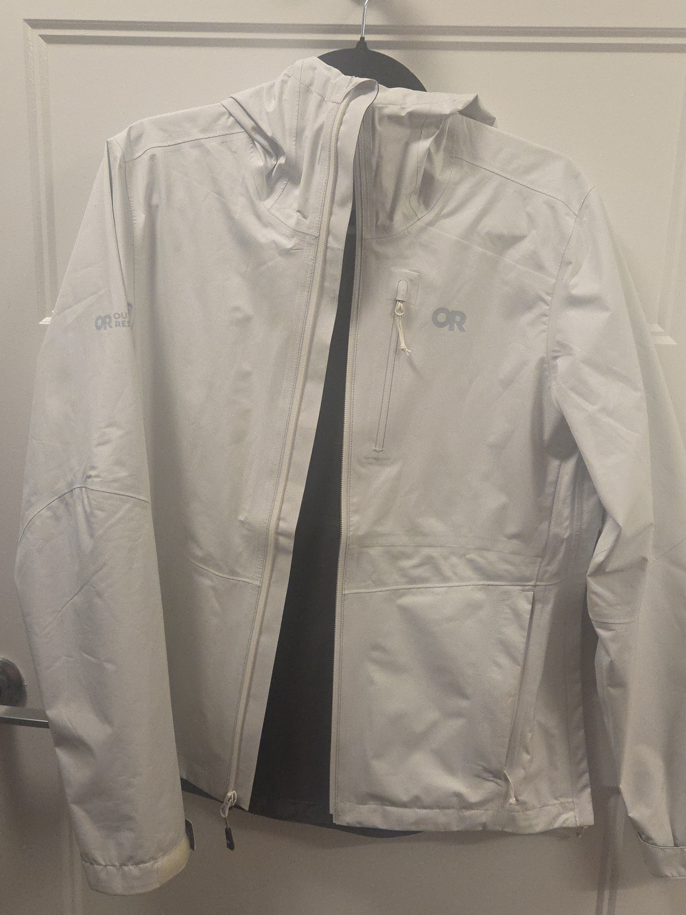 Outdoor Research Women's White Waterproof Hooded Jacket
